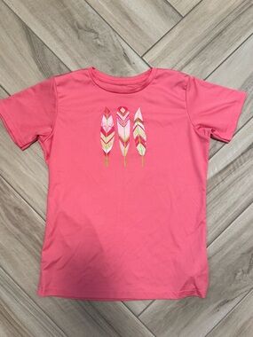 Girls' Pink Feather Graphic T-Shirt/Swim Shirt